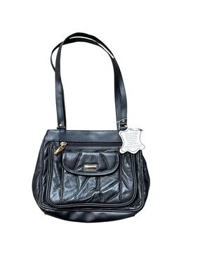 Vintage 1990s NOS Black Patchwork Leather Shoulder Handbag Purse